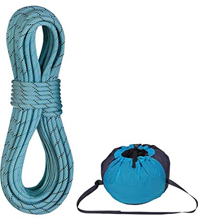 EDELRID - Anniversary Pro Dry DuoTec 9.7mm Dynamic Climbing Rope with Caddy Lite Rope Bag