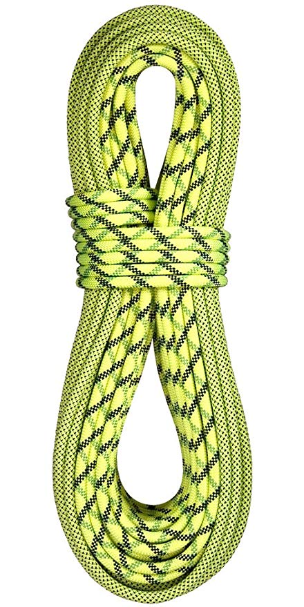 BlueWater Ropes 9.7mm Lightning Pro Double Dry Dynamic Single Rope (Bi-Pattern Flavine/Sprout, 70M)