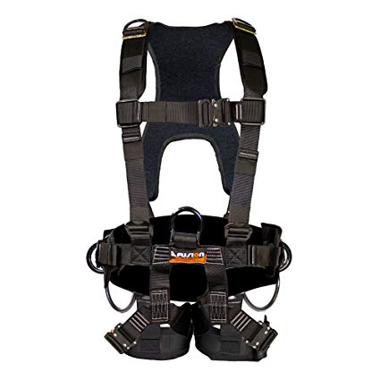 Fusion Climb Tac-Scape Heavy Duty Tactical Full Body Padded H Style Rescue Harness, Small/Medium, Black/Gray